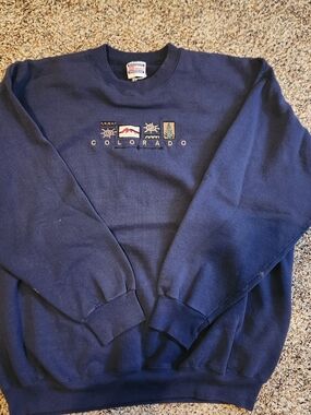Hanes Navy Colorado Embroidered Crewneck Sweatshirt